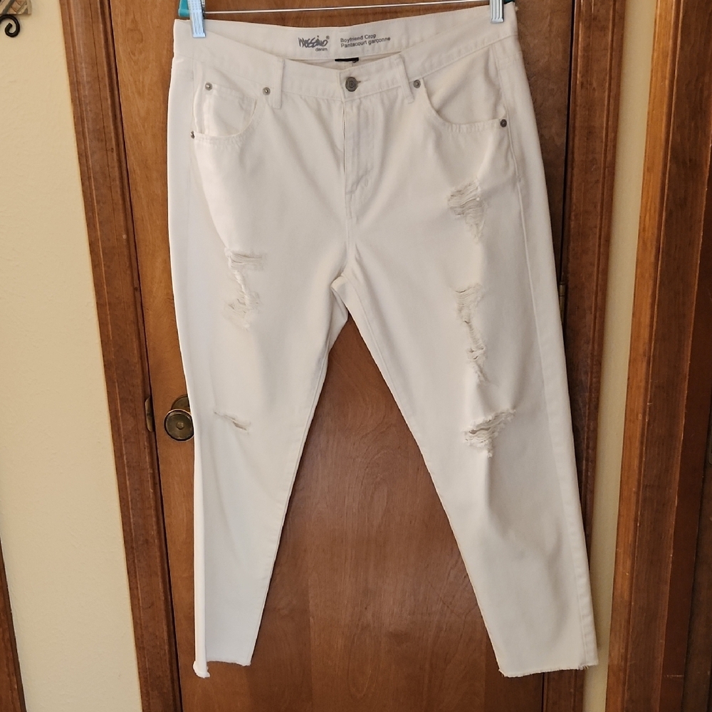 Mossimo Supply Co White Ankle Cropped Jeans Distressed